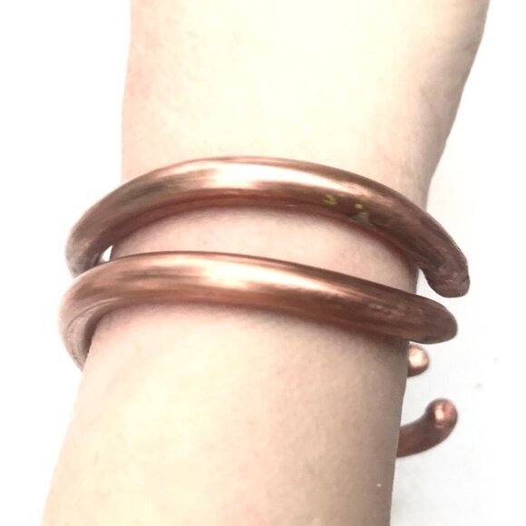 2 Pure Solid Copper Heavy Copper Cuff Bracelets - Picture 1 of 8